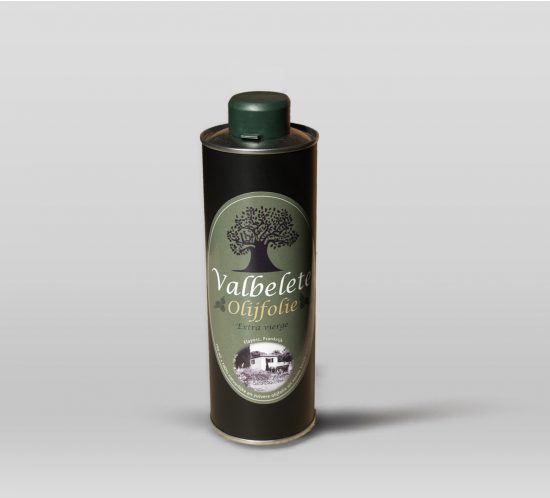 olijfolie fles valbelete etiket
